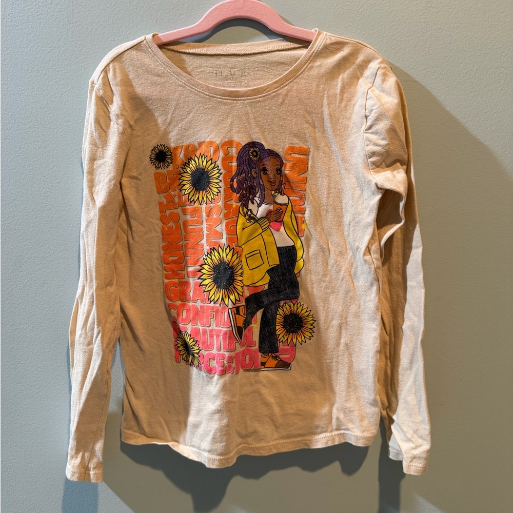 The Children's Place Cream Graphic Long Sleeve Tee